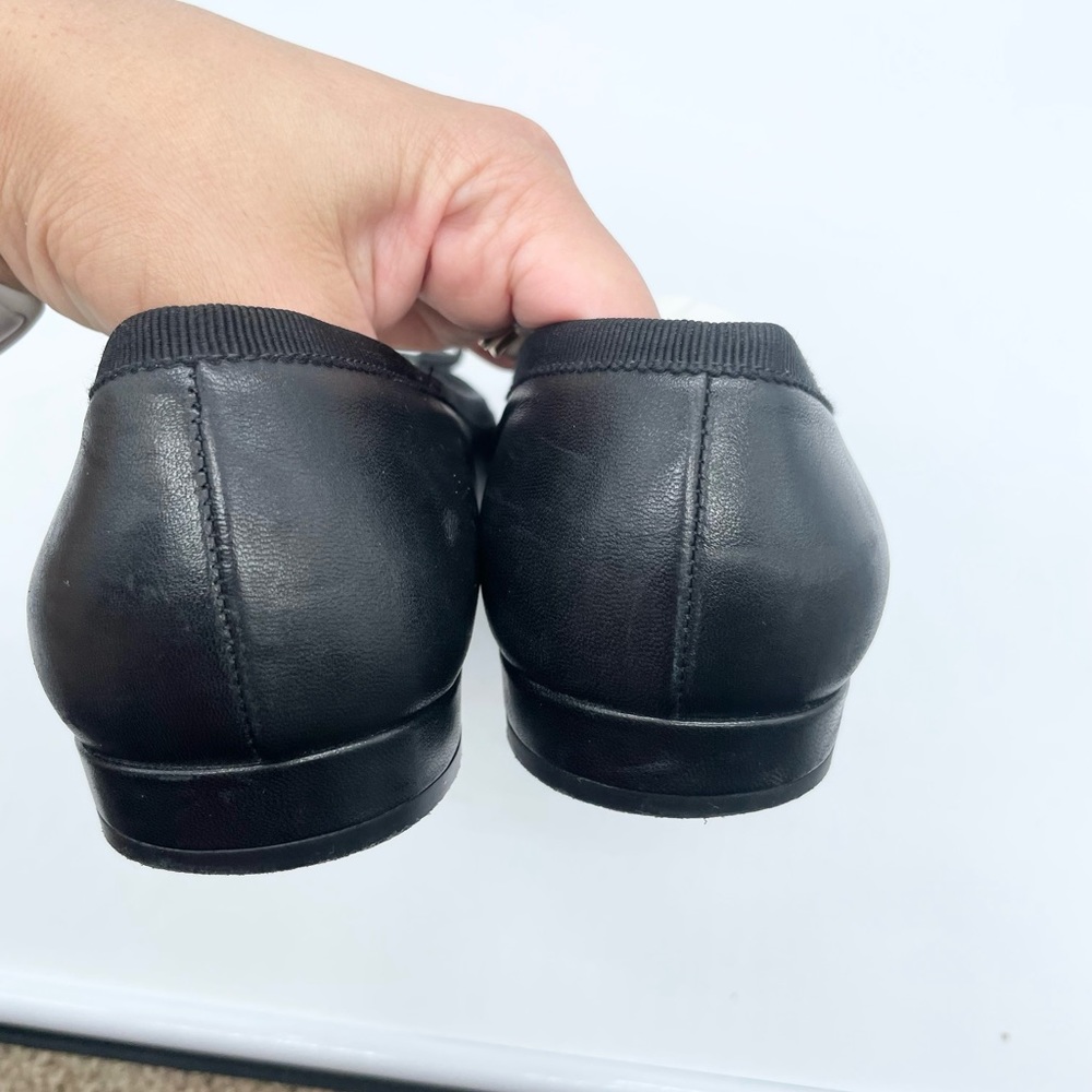 Prada Black leather pointed toe ballet flats 37.5 - Picture 2 of 11